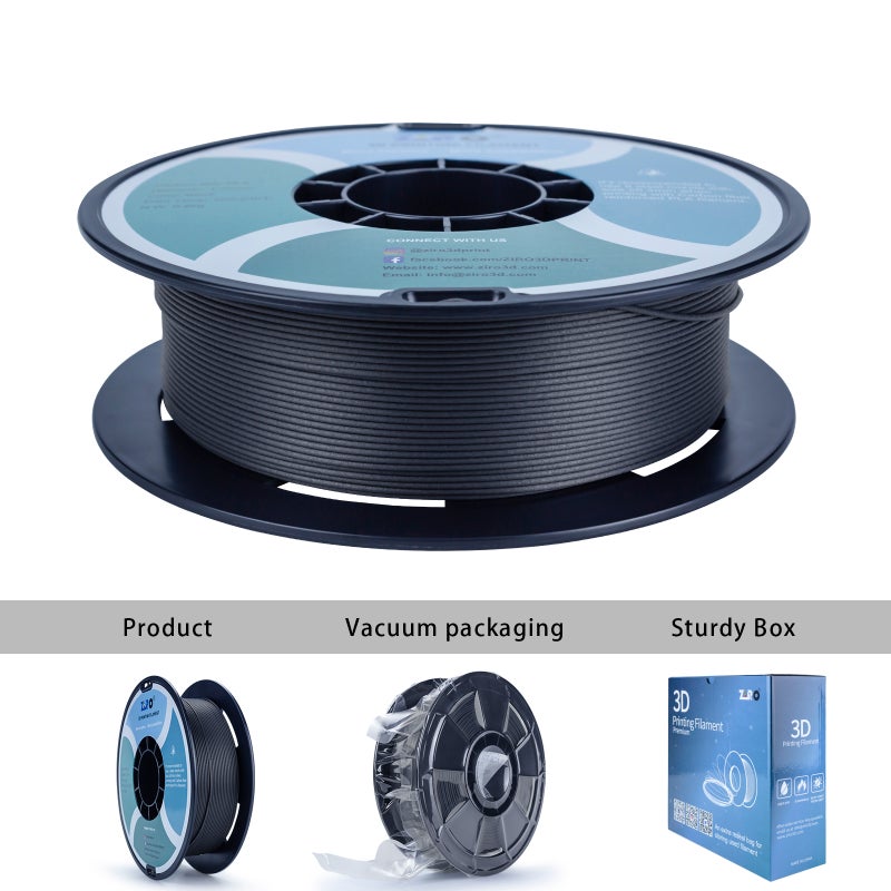 ZIRO BLACK Carbon Fiber PLA Filament 1.75mm 1kg/2.2lb Spool, - Image 3