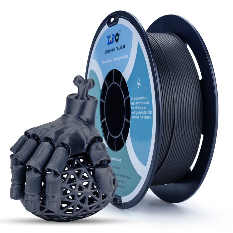 ZIRO BLACK Carbon Fiber PLA Filament 1.75mm 1kg/2.2lb Spool, - Image 4