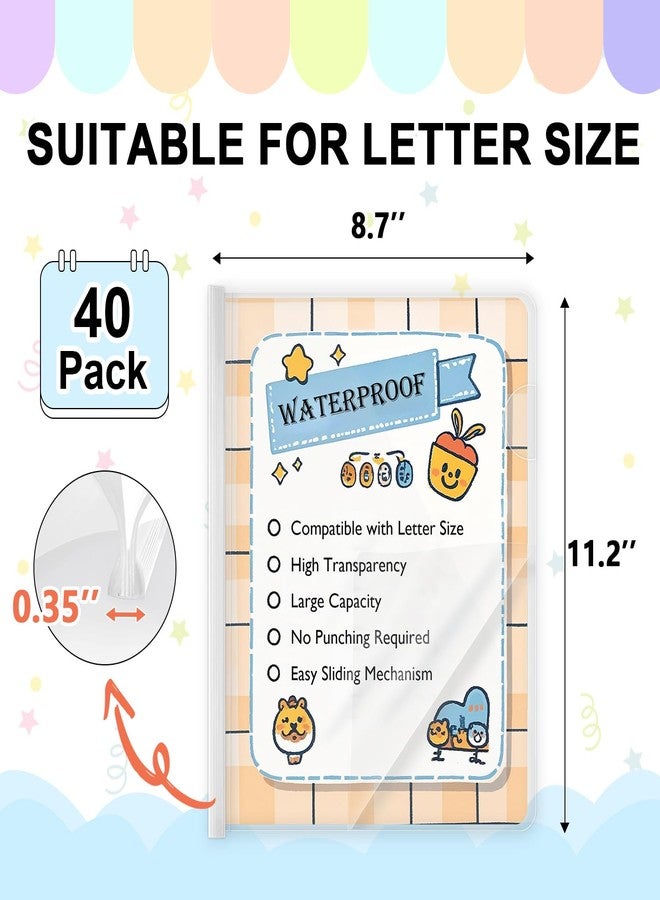 TOTiyea 20 Pack Clear Report Covers with Sliding Bars, 9mm 70 Sheet Capacity, White Sliding Bar File Folders for Letter Size (40) - Image 2