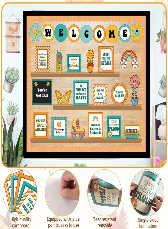 VABAMNA Welcome Back to School Bulletin Board Decorations, Hippie Retro Classroom Decorations Motivational Bookshelf Cutouts Groovy Bulletin Board Set for Classroom School Office Door Wall Decor - Image 4