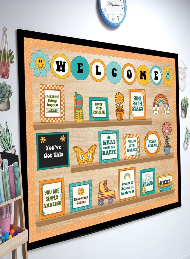 VABAMNA Welcome Back to School Bulletin Board Decorations, Hippie Retro Classroom Decorations Motivational Bookshelf Cutouts Groovy Bulletin Board Set for Classroom School Office Door Wall Decor - Image 2