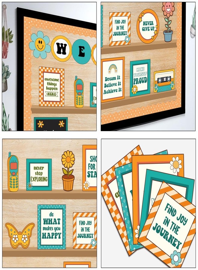 VABAMNA Welcome Back to School Bulletin Board Decorations, Hippie Retro Classroom Decorations Motivational Bookshelf Cutouts Groovy Bulletin Board Set for Classroom School Office Door Wall Decor - Image 5