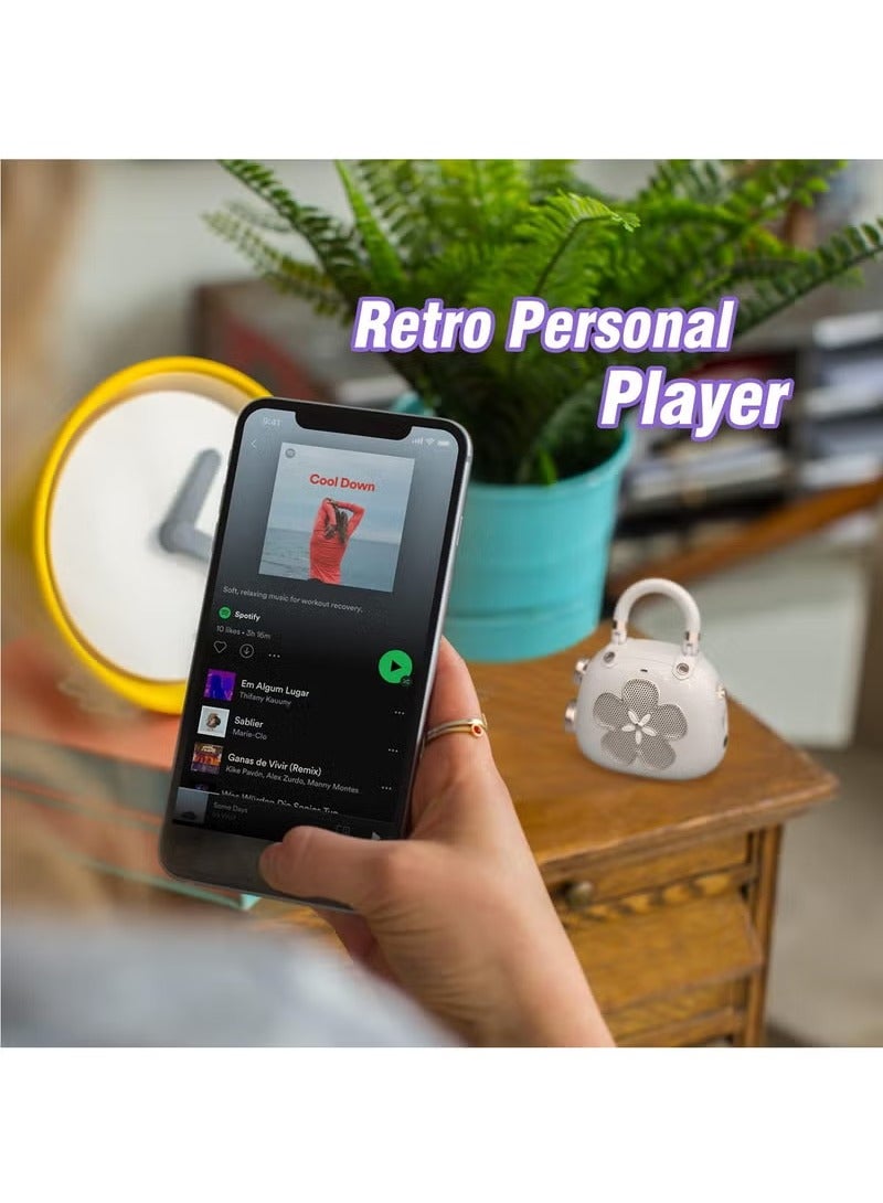 Arabest Candy Cute Bluetooth Speaker, Mini Portable Speaker with Mighty Sound, Retro Stylish Design, Adorable Speaker for Room, Desk Decoration, Present for Minors, Women-White - Image 1