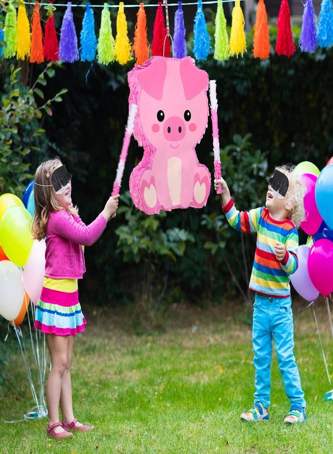 سراتي مجموعة بينياتا ستراتي مع عصابة للعينين ومضرب (16 × 12 × 3 بوصات)، بينياتا حيوانية لطيفة لتزيين حفلات أعياد الميلاد، ألعاب لحفلات أعياد الميلاد ذات الطابع الحيواني، لوازم ألعاب، دعامة للتصوير (خنزير صغير) - Image 5