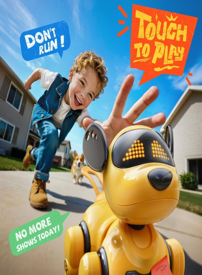 Ruko 18011 Smart Robot Dog Toy for Kids, Interactive Puppy with Remote & Gesture Control, Programmable LED Emoji Expressions, Gift for Boys & Girls Age 3 4 5 6 7 8, Yellow - Image 2