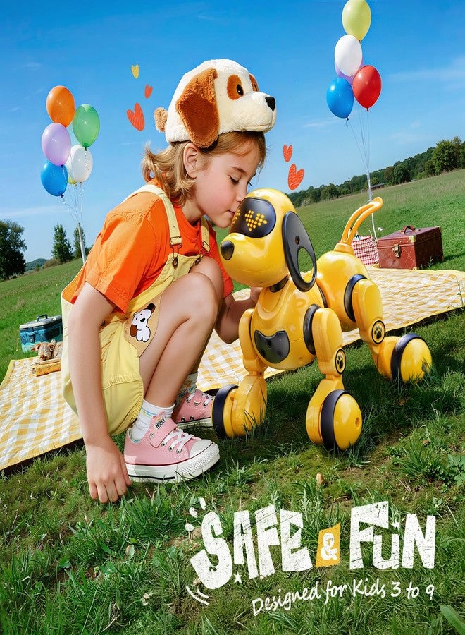 Ruko 18011 Smart Robot Dog Toy for Kids, Interactive Puppy with Remote & Gesture Control, Programmable LED Emoji Expressions, Gift for Boys & Girls Age 3 4 5 6 7 8, Yellow - Image 5