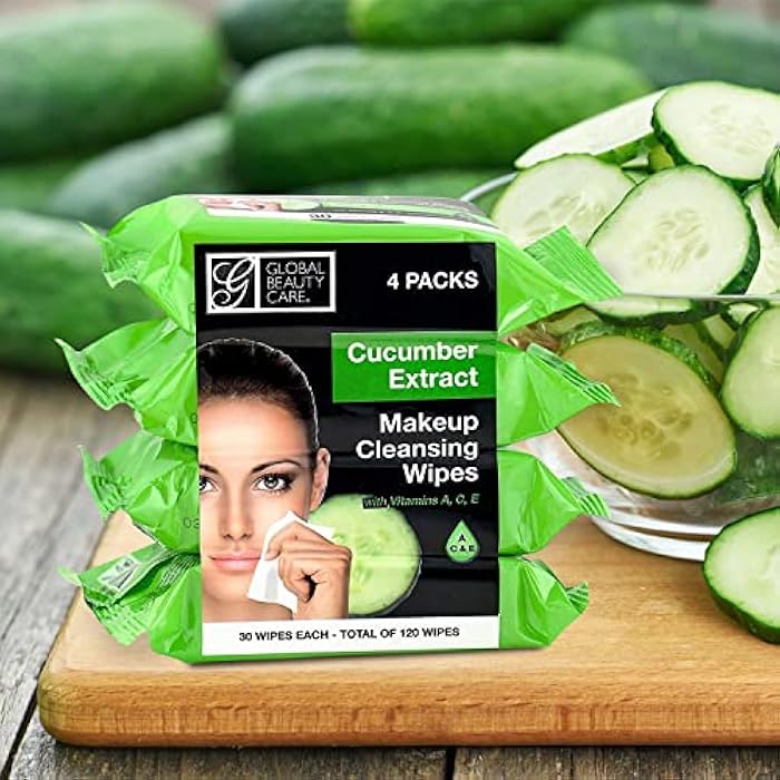 Global Beauty Care Makeup Cleansing Wipes 120 Count (4-Pack) (ASSORTED - 2PK x VITAMIN C | CUCUMBER) - Image 2