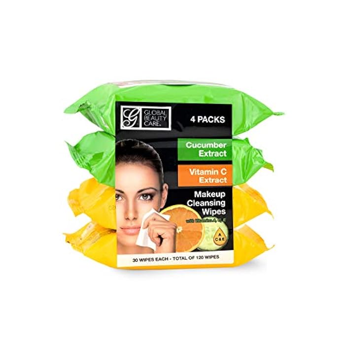 Global Beauty Care Makeup Cleansing Wipes 120 Count (4-Pack) (ASSORTED - 2PK x VITAMIN C | CUCUMBER) - Image 1