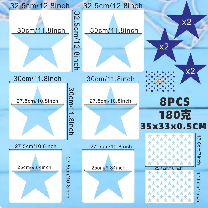 Dedicated To 8 Stars Love Spray Painting Template Moon Footprints Sun Hollow Wall Painting Template - Image 3