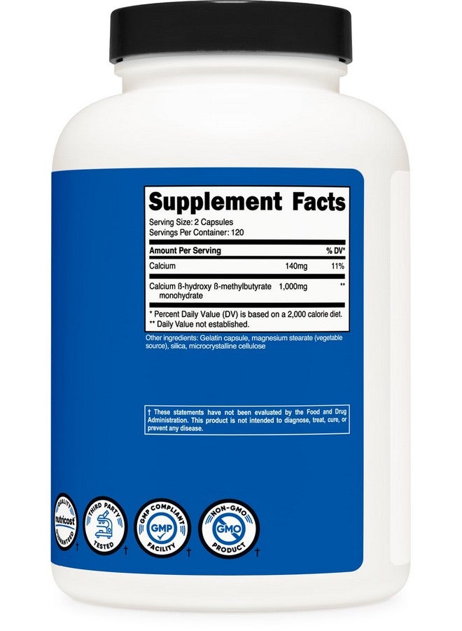 Nutricost HMB (Beta-Hydroxy Beta-Methylbutyrate) 1000mg (240 Capsules) - 500mg Per Capsule, 120 Servings - Gluten Free and Non-GMO - Image 5