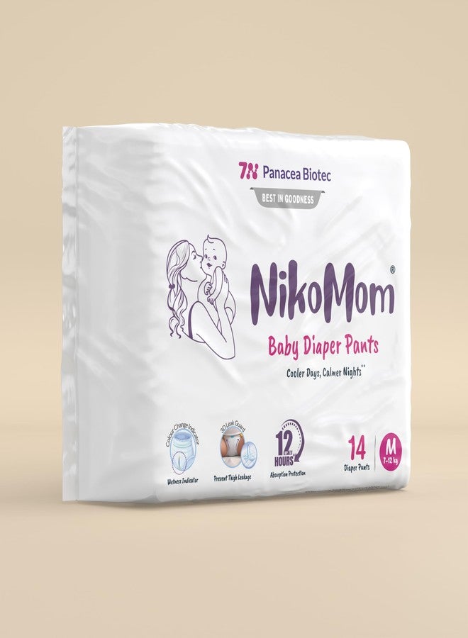 NikoMom Diaper Pants Medium | Up to 435 ml storage capacity for Babies Weighing 7-12 Kg | Pack of 14 Diapers| Easy to Wear and Remove | Ultra Soft & Dry, Breathable | All-Night Protection | Value Pack - Image 1