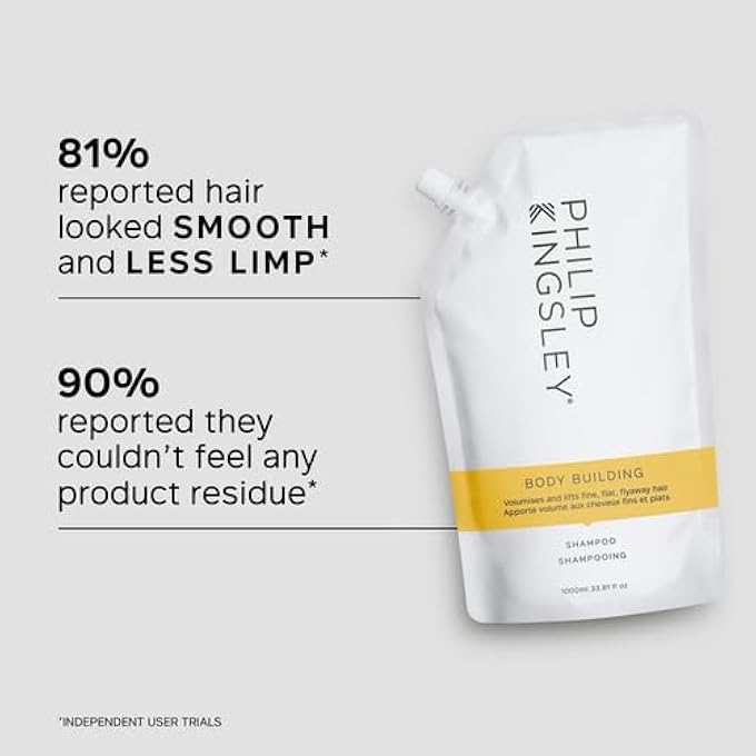 Philip Kingsley BODY BUILDING WEIGHTLESS SHAMPOO, VOLUMISING SHAMPOO FOR FINE, LIMP, FLAT, FLYAWAY HAIR, HYDRATES, THICKENS, LIFTS AND ADDS VOLUME AND SHINE, 1000 ML REFILL POUCH - Image 2