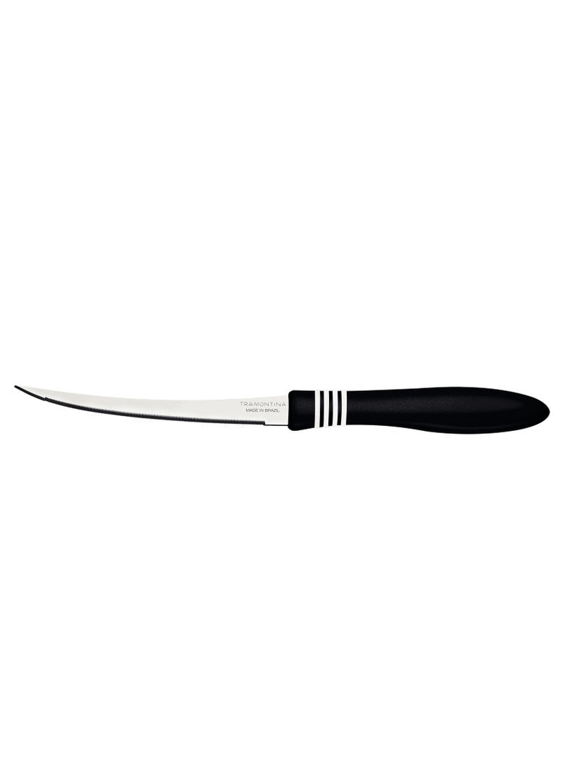 TRAMONTINA - Since 1911,Made in Brazil- Cor & Cor 2 Pieces Black Tomato Knife with Stainless Steel Blade Set - Image 1