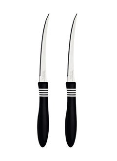 TRAMONTINA Since 1911,Made in Brazil- Cor & Cor 2 Pieces Black Tomato Knife with Stainless Steel Blade Set  - Image 1