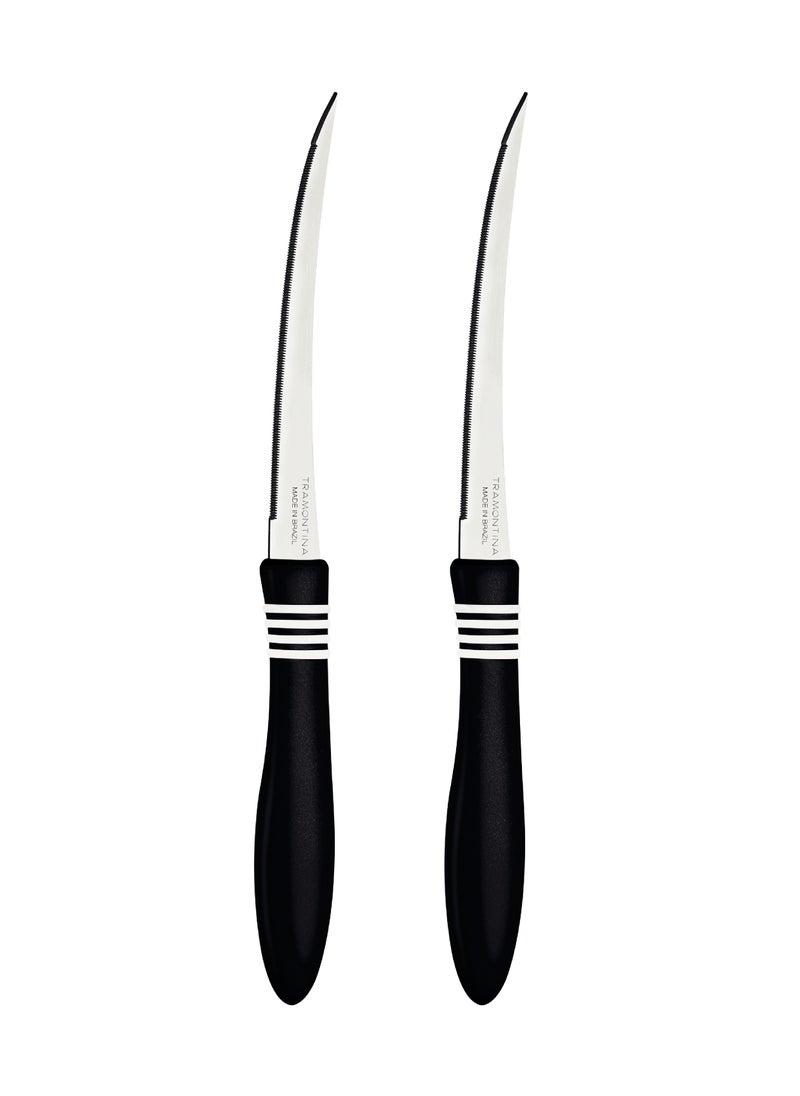 TRAMONTINA - Since 1911,Made in Brazil- Cor & Cor 2 Pieces Black Tomato Knife with Stainless Steel Blade Set - Image 1