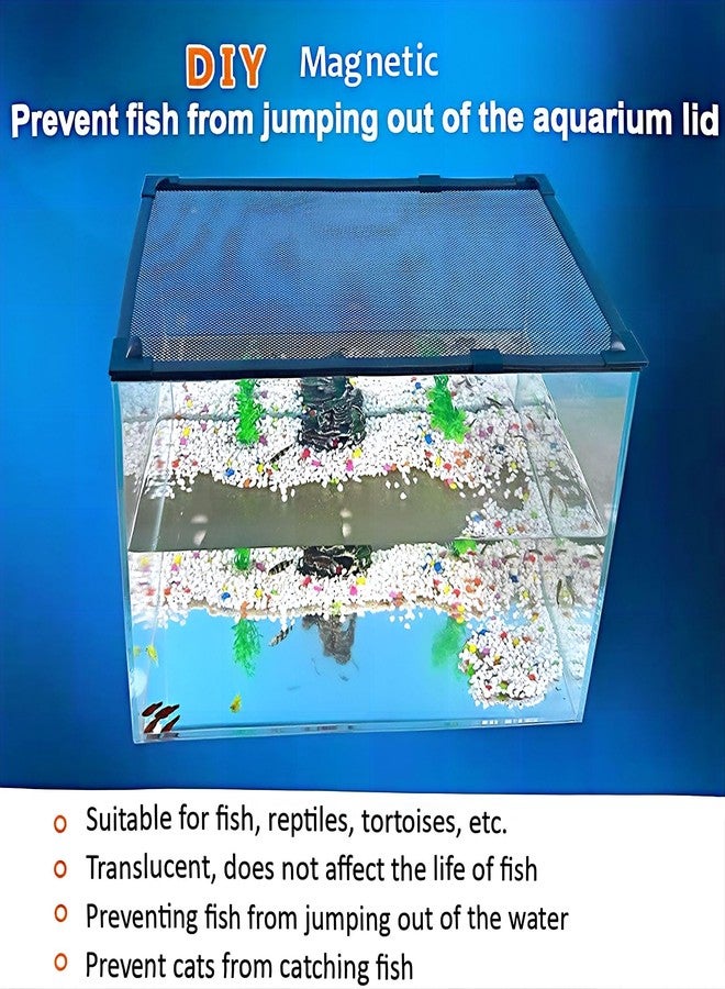 JOOFAN DIY Magnetic Fish Tank lid Cover Protective net Reptile Tank lid Aquarium lid 37"X18" Keep Fish from Jumping Out Prevent Reptiles, Turtles, etc., from Escaping - Image 3