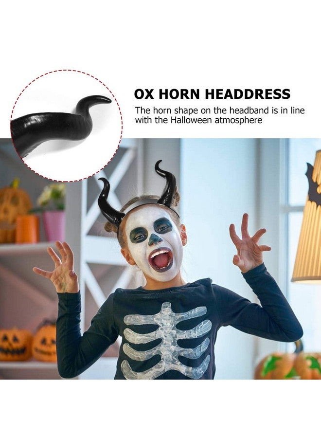 HEALLILY Vintage Decor Devil Horns Headband Halloween Party Hair Retro Gothic Hair Accessories Ox Horn Hair Band Accessories For Halloween Devil Horns Goth Accessories - Image 4