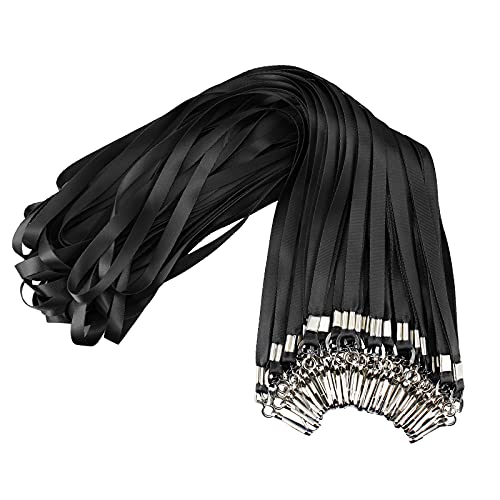 Korty Black Lanyards Bulk 50 Packs Lanyards for ID Badges,Lanyards with Swivel Hook Clips for Name Tag Lanyard ID Holder - Image 1