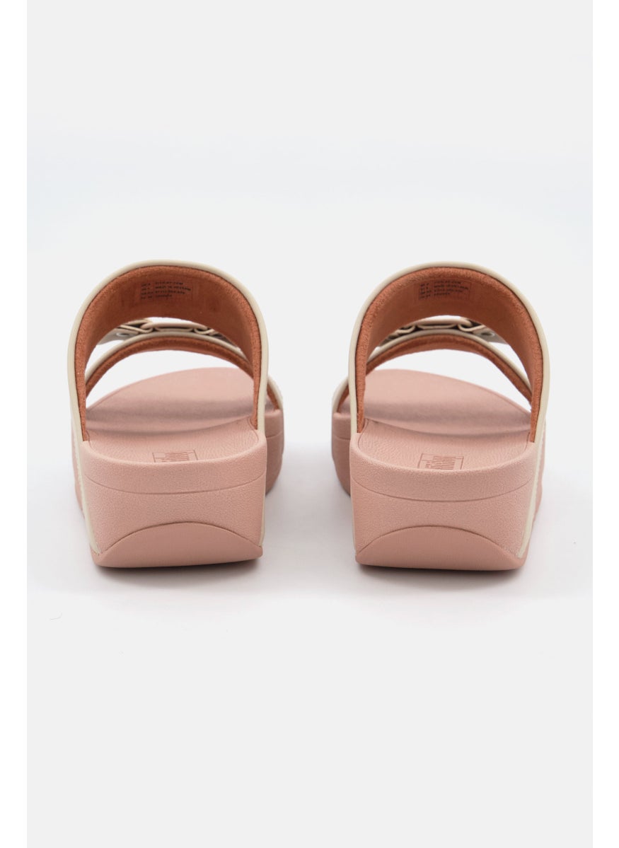 FitFlop Women Rosa Bow Leather Slip On Sandals, Beige  - Image 3