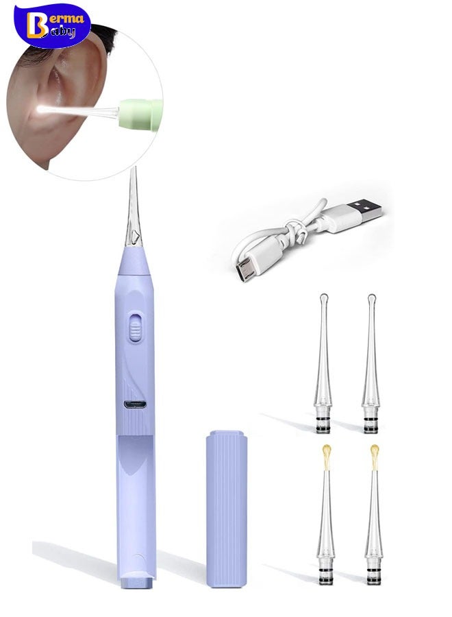 Berma Baby Ear Wax Removal Tool with Light Kids Ear Wax Remover Ear Cleaning Tool Ear Cleaner with Built-in Storage Space UANRNA Upgraded Ear Wax Removal with Light for Kids & Adults (Purple)  - Image 1
