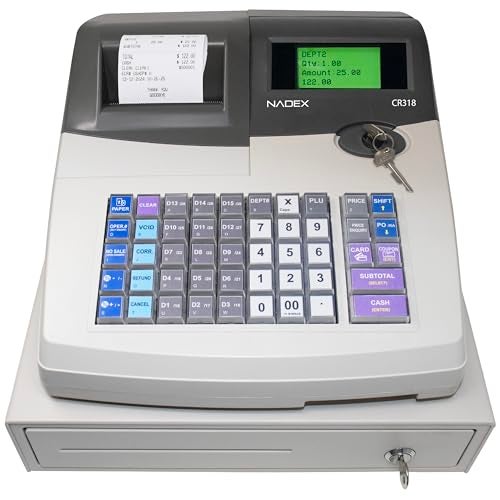 Nadex CR318 POS Cash Register, Thermal Printer, Steel Drawer, Multi-Clerk Support, White - Image 1