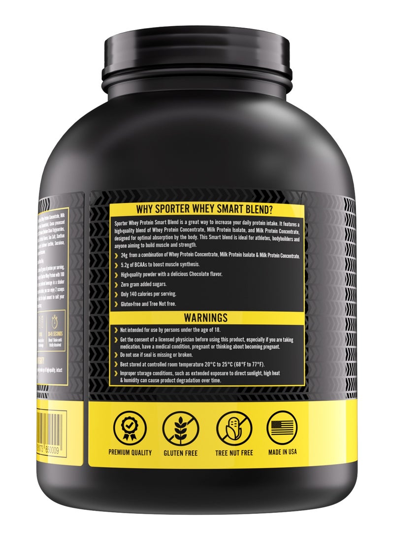 SPORTER Sporter Whey Smart Blend – 4lbs | 24g Protein Per Serving | Chocolate Flavor | BCAAs for Recovery | Low Calories, No Added Sugars | Gluten-Free Protein Powder for Muscle Growth  - Image 3