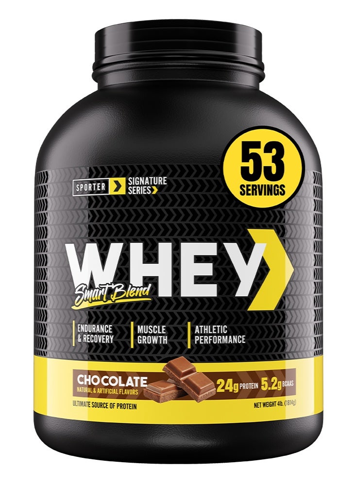 Sporter Whey Smart Blend – 4lbs | 24g Protein Per Serving | Chocolate Flavor | BCAAs for Recovery | Low Calories, No Added Sugars | Gluten-Free Protein Powder for Muscle Growth - Image 1