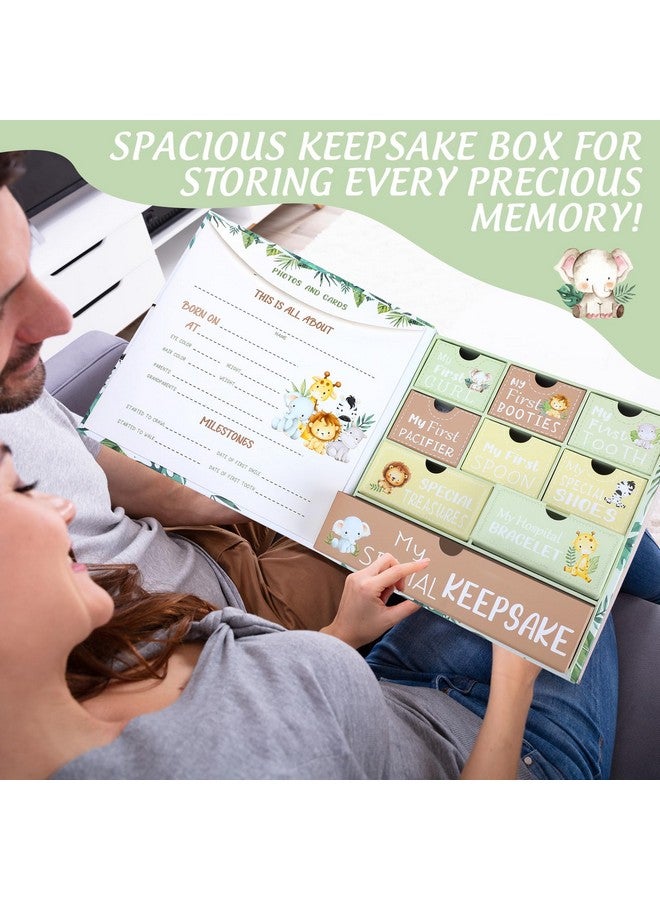 Beeveer Baby Keepsake Box Newborn Memory Organizer with 9 Labeled Compartments Newborn First Keepsake Book Gift Box for Pregnancy Gender Neutral Baby Shower Maternity - Image 4
