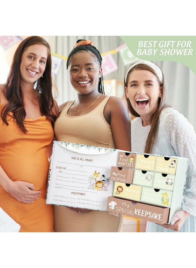 Beeveer Baby Keepsake Box Newborn Memory Organizer with 9 Labeled Compartments Newborn First Keepsake Book Gift Box for Pregnancy Gender Neutral Baby Shower Maternity - Image 5