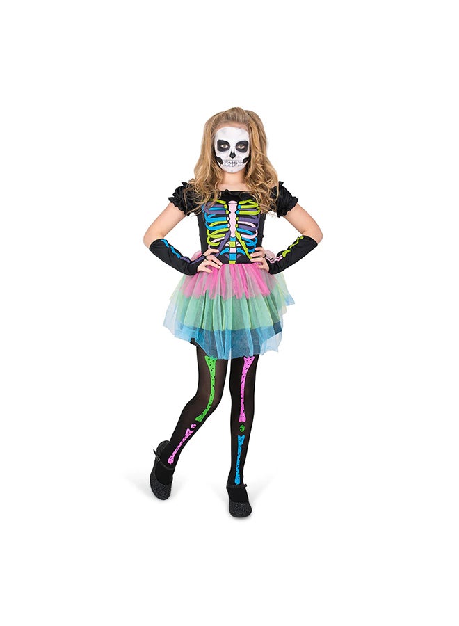 MAD TOYS Neon Skeleton Tutu Dress Kids  Costume-84515-S-3-4Y-Multicolour - Image 1