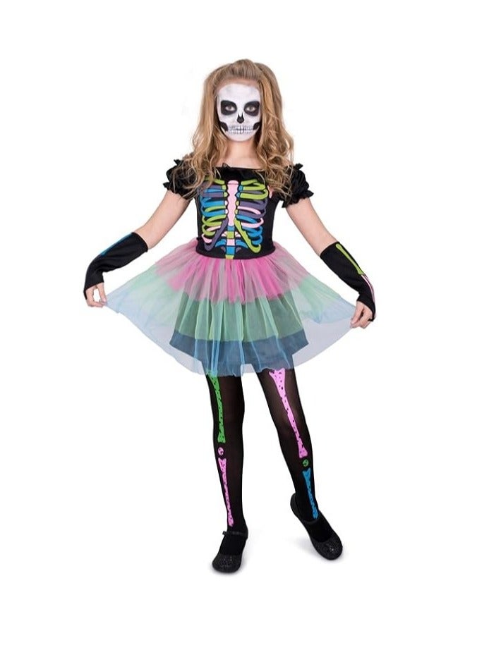 MAD TOYS Neon Skeleton Tutu Dress Kids  Costume-84515-S-3-4Y-Multicolour - Image 2