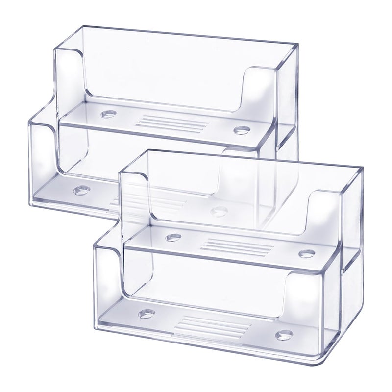 DAHSHA 2 - Tier Premium Acrylic Transparent Crystal-Clear Visiting Business Card Holder/Display Stand Desk Organizer For Office Table - 2 Pack, 10.3 X 6.9 X 13 Cm - Image 1
