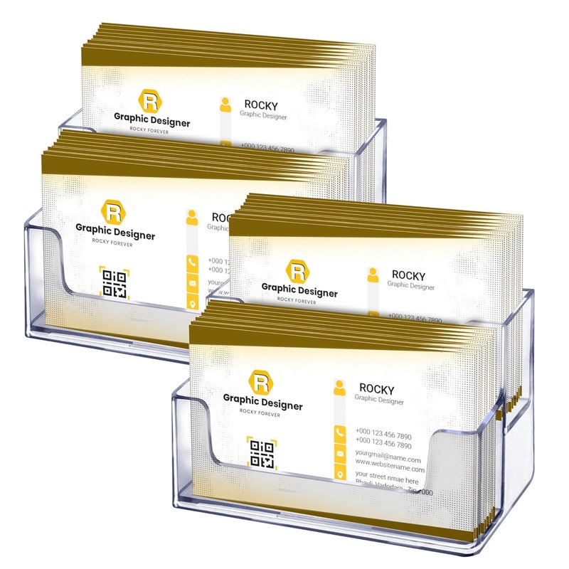 DAHSHA 2 - Tier Premium Acrylic Transparent Crystal-Clear Visiting Business Card Holder/Display Stand Desk Organizer For Office Table - 2 Pack, 10.3 X 6.9 X 13 Cm - Image 3