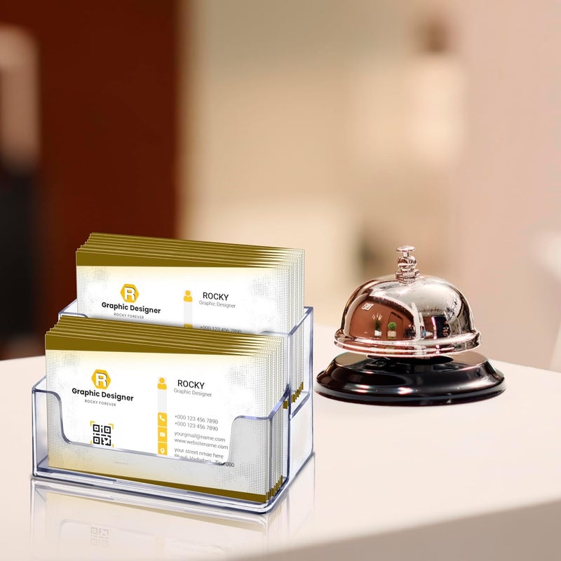 DAHSHA 2 - Tier Premium Acrylic Transparent Crystal-Clear Visiting Business Card Holder/Display Stand Desk Organizer For Office Table - 2 Pack, 10.3 X 6.9 X 13 Cm - Image 4