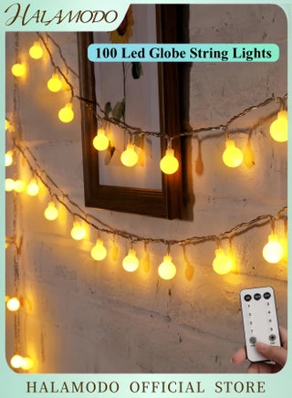 Globe String Lights 33 Feet 100 Led Fairy Lights Plug in, 8 Modes with Remote Mini Globe Lights for Indoor Outdoor Bedroom Party Wedding Garden Tree Decor, Warm White - pzsku/ZFE124E162D6575833DC4Z/45/1741153616/a0502dc3-f9a0-4ae1-afdf-a5f0a6a7020f