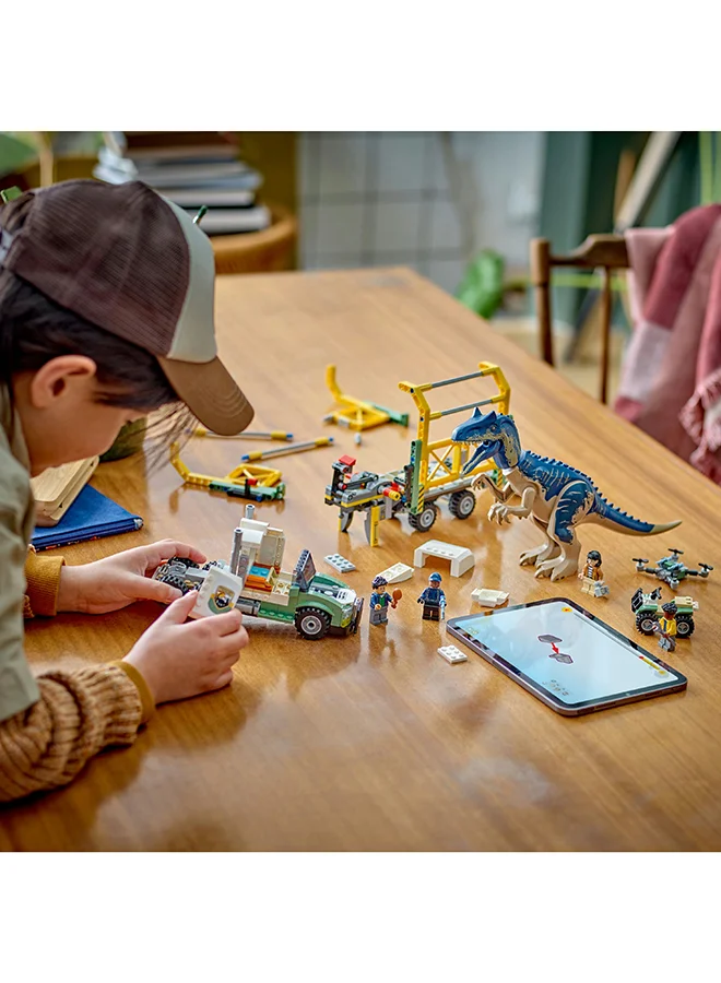 LEGO Jurassic World Dinosaur Missions: Allosaurus Transport Truck Toy, Fun Gift Idea for Kids’ Parties with Kenji, Darius and Yaz Figures for Boys and Girls Aged 8 Plus 76966