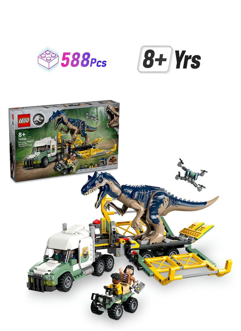 LEGO Jurassic World Dinosaur Missions: Allosaurus Transport Truck Toy, Fun Gift Idea for Kids’ Parties with Kenji, Darius and Yaz Figures for Boys and Girls Aged 8 Plus 76966  - Image 1