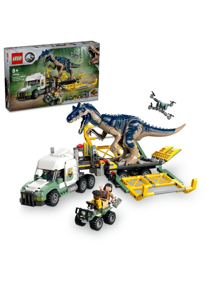 LEGO Jurassic World Dinosaur Missions: Allosaurus Transport Truck Toy, Fun Gift Idea for Kids’ Parties with Kenji, Darius and Yaz Figures for Boys and Girls Aged 8 Plus 76966 - Image 1