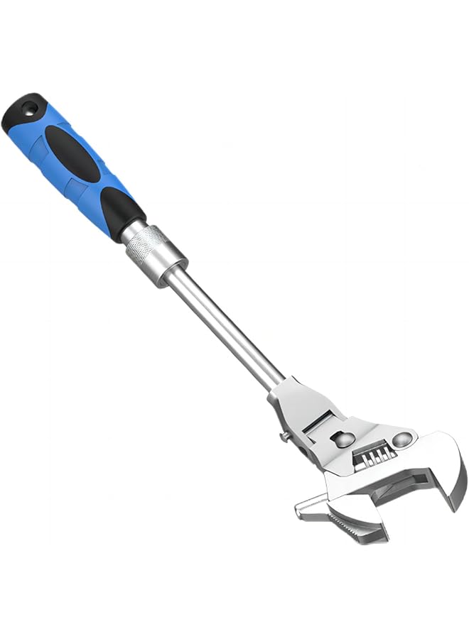 PROMASS promass Flex Head Adjustable Ratchet Wrench, 10” to 12” Retractable Extension Shank Ratcheting Wrench Tool, 180⁰ Rotating Head Adjustable Spanner  - Image 1