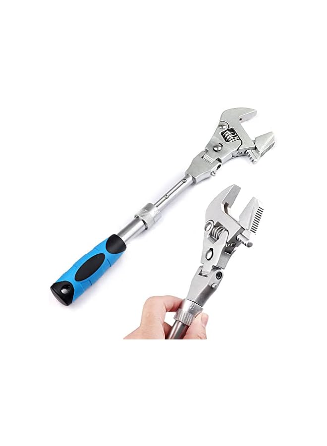 PROMASS promass Flex Head Adjustable Ratchet Wrench, 10” to 12” Retractable Extension Shank Ratcheting Wrench Tool, 180⁰ Rotating Head Adjustable Spanner  - Image 3
