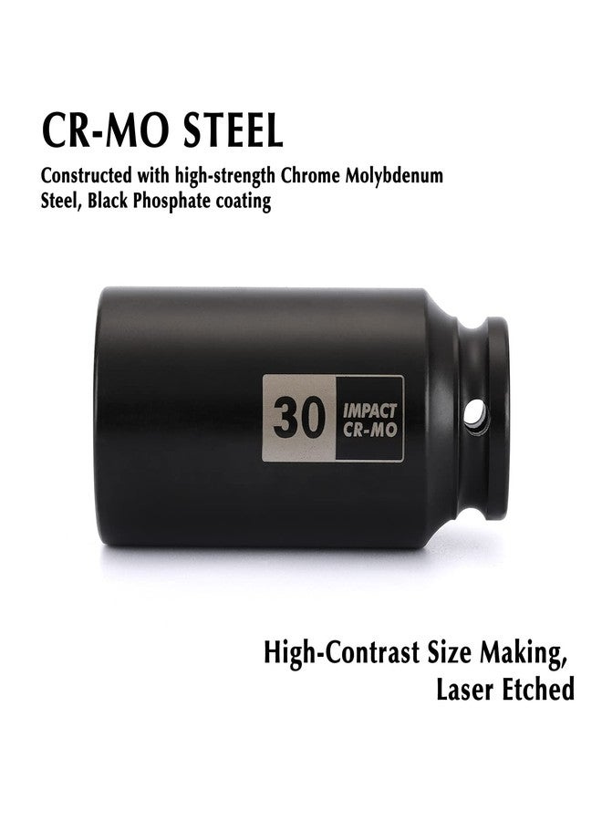 EMENTOL 1/2 Inch Drive Deep Spindle Axle Nut Impact Socket, CR-MO, 12 Point, Metric, Deep 12PT Impact Socket - 30mm - Image 3