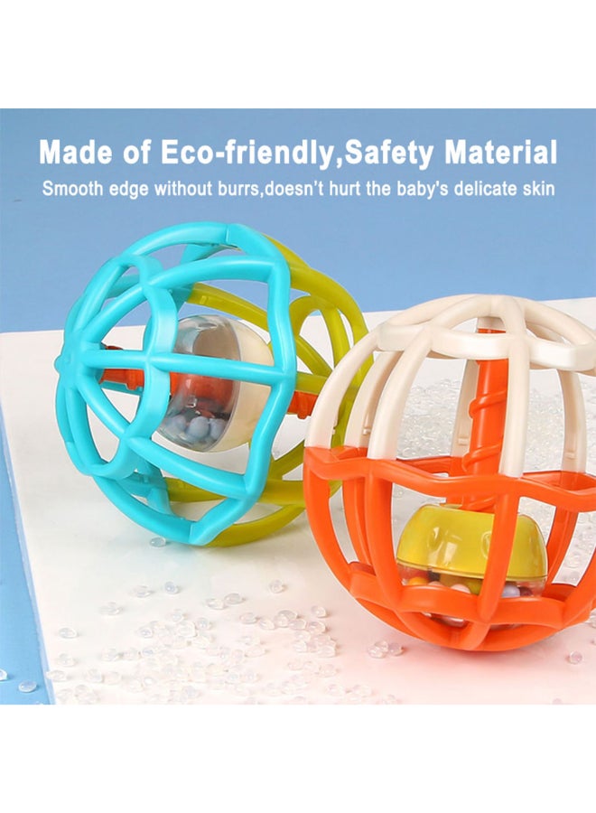 COGNIKIDS Baby Gym Ball – 360° Grasping Rattle Ball for Newborns 0+ | Tactile Sensory Toy with Sounds, Easy Grip, Colorful Cage Design | Safe, BPA-Free, Visual & Motor Skill Development Blue - Image 3
