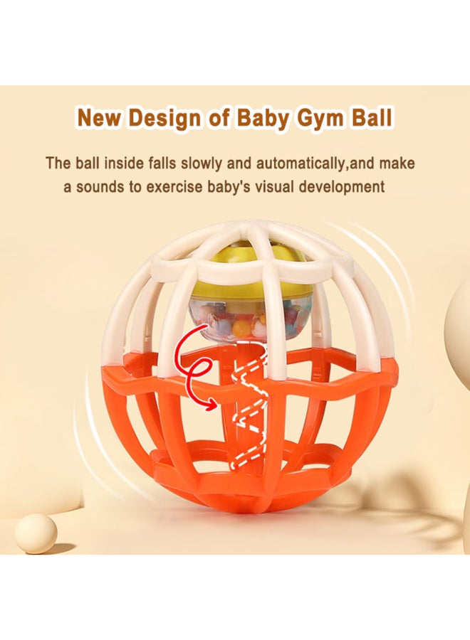 COGNIKIDS Baby Gym Ball – 360° Grasping Rattle Ball for Newborns 0+ | Tactile Sensory Toy with Sounds, Easy Grip, Colorful Cage Design | Safe, BPA-Free, Visual & Motor Skill Development Blue - Image 4
