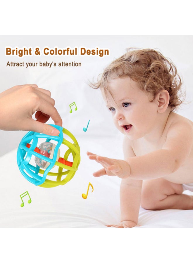COGNIKIDS Baby Gym Ball – 360° Grasping Rattle Ball for Newborns 0+ | Tactile Sensory Toy with Sounds, Easy Grip, Colorful Cage Design | Safe, BPA-Free, Visual & Motor Skill Development Blue - Image 5