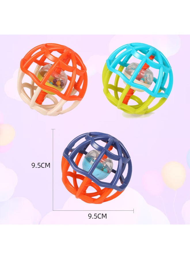 COGNIKIDS Baby Gym Ball – 360° Grasping Rattle Ball for Newborns 0+ | Tactile Sensory Toy with Sounds, Easy Grip, Colorful Cage Design | Safe, BPA-Free, Visual & Motor Skill Development Blue - Image 2