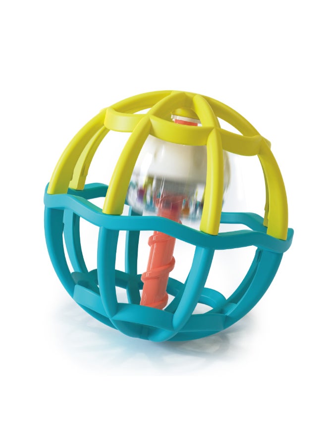 COGNIKIDS Baby Gym Ball – 360° Grasping Rattle Ball for Newborns 0+ | Tactile Sensory Toy with Sounds, Easy Grip, Colorful Cage Design | Safe, BPA-Free, Visual & Motor Skill Development Blue - Image 1