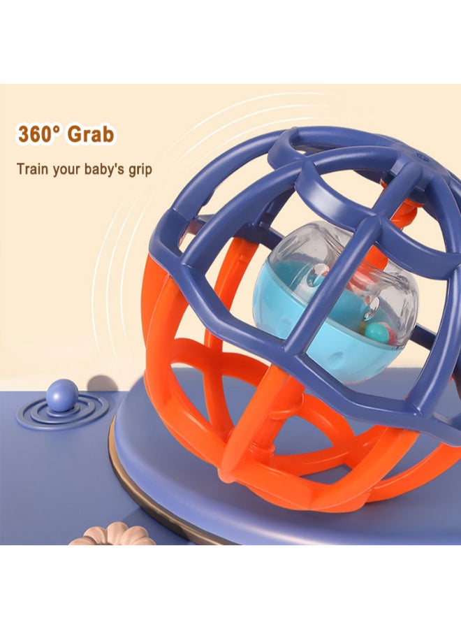 COGNIKIDS Baby Gym Ball – 360° Grasping Rattle Ball for Newborns 0+ | Tactile Sensory Toy with Sounds, Easy Grip, Colorful Cage Design | Safe, BPA-Free, Visual & Motor Skill Development Blue - Image 3