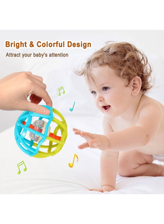 COGNIKIDS Baby Gym Ball – 360° Grasping Rattle Ball for Newborns 0+ | Tactile Sensory Toy with Sounds, Easy Grip, Colorful Cage Design | Safe, BPA-Free, Visual & Motor Skill Development Blue - Image 5