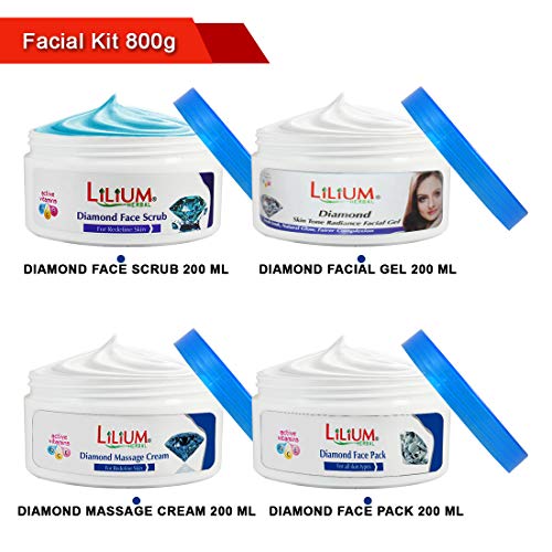 Lilium Herbal Diamond Professional Facial Pack (200ml) – 4-in-1 Skin Polishing Set: Scrub, Massage Cream, Gel, & Face Pack – Enriched with Diamond Dust & Vitamin E – Salon Grade Glow for All Skin Types - Image 2