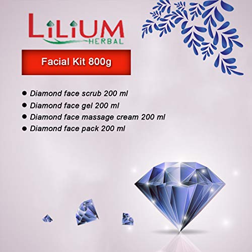 Lilium Herbal Diamond Professional Facial Pack (200ml) – 4-in-1 Skin Polishing Set: Scrub, Massage Cream, Gel, & Face Pack – Enriched with Diamond Dust & Vitamin E – Salon Grade Glow for All Skin Types - Image 3